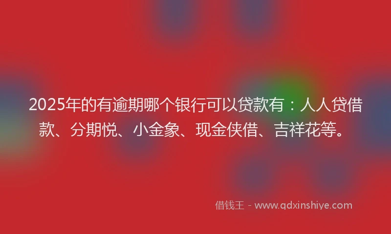 2025年的有逾期哪个银行可以贷款有：人人贷借款、分期悦、小金象、现金侠借、吉祥花等。