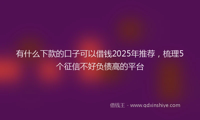 有什么下款的口子可以借钱2025年推荐，梳理5个征信不好负债高的平台