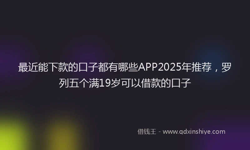 最近能下款的口子都有哪些APP2025年推荐，罗列五个满19岁可以借款的口子
