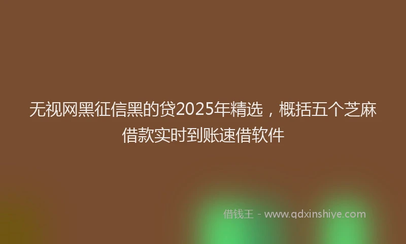 无视网黑征信黑的贷2025年精选，概括五个芝麻借款实时到账速借软件