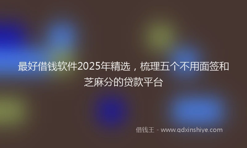 最好借钱软件2025年精选，梳理五个不用面签和芝麻分的贷款平台