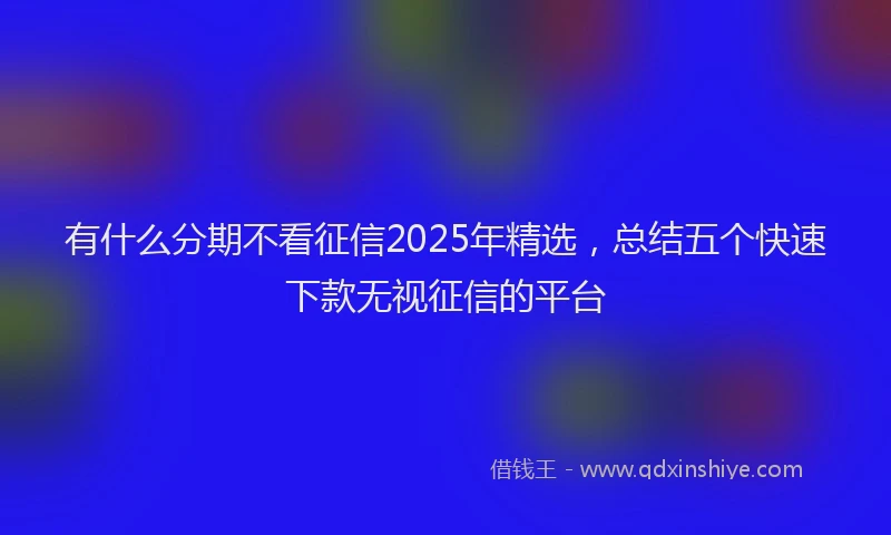 有什么分期不看征信2025年精选，总结五个快速下款无视征信的平台
