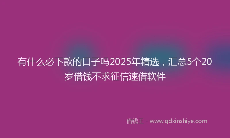 有什么必下款的口子吗2025年精选，汇总5个20岁借钱不求征信速借软件