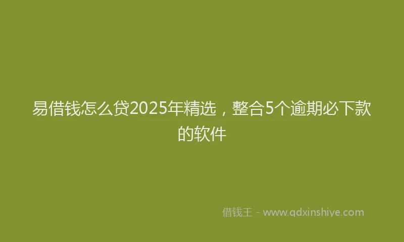 易借钱怎么贷2025年精选，整合5个逾期必下款的软件