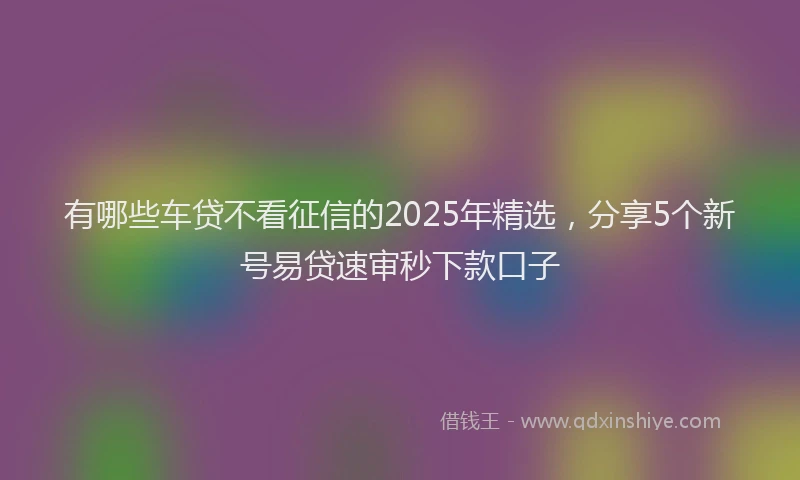 有哪些车贷不看征信的2025年精选，分享5个新号易贷速审秒下款口子