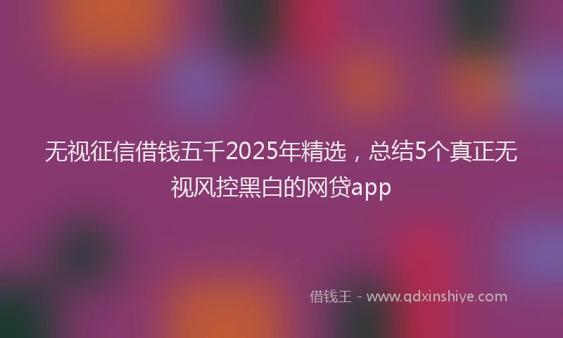 无视征信借钱五千2025年精选，总结5个真正无视风控黑白的网贷app