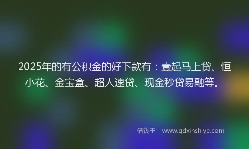 2025年的有公积金的好下款有：壹起马上贷、恒小花、金宝盒、超人速贷、现金秒贷易融等。