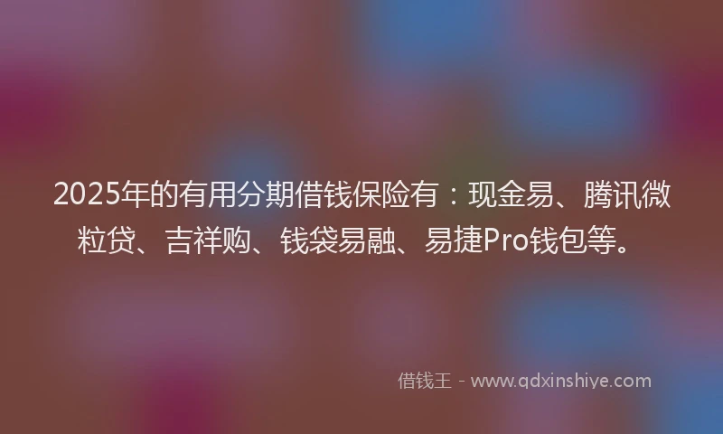 2025年的有用分期借钱保险有：现金易、腾讯微粒贷、吉祥购、钱袋易融、易捷Pro钱包等。