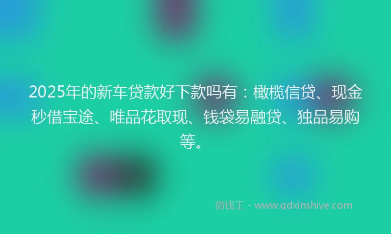 2025年的新车贷款好下款吗有：橄榄信贷、现金秒借宝途、唯品花取现、钱袋易融贷、独品易购等。