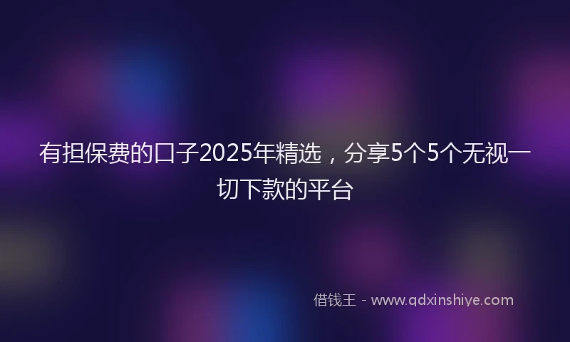 有担保费的口子2025年精选，分享5个5个无视一切下款的平台