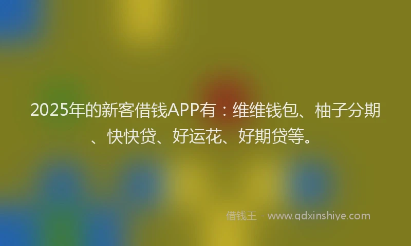 2025年的新客借钱APP有：维维钱包、柚子分期、快快贷、好运花、好期贷等。
