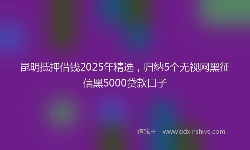 昆明抵押借钱2025年精选，归纳5个无视网黑征信黑5000贷款口子