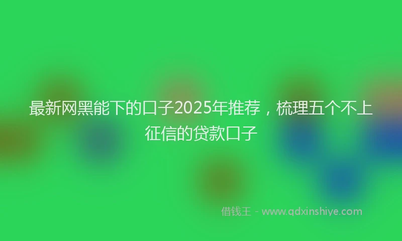 最新网黑能下的口子2025年推荐，梳理五个不上征信的贷款口子