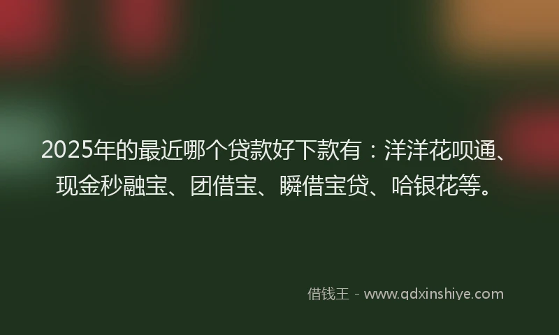 2025年的最近哪个贷款好下款有：洋洋花呗通、现金秒融宝、团借宝、瞬借宝贷、哈银花等。
