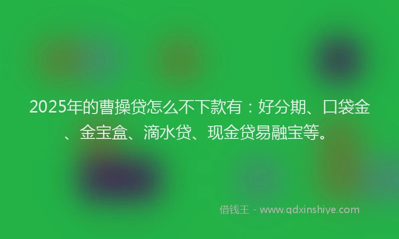 2025年的曹操贷怎么不下款有：好分期、口袋金、金宝盒、滴水贷、现金贷易融宝等。