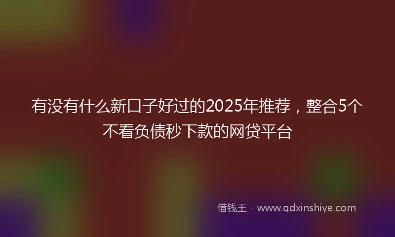 有没有什么新口子好过的2025年推荐，整合5个不看负债秒下款的网贷平台