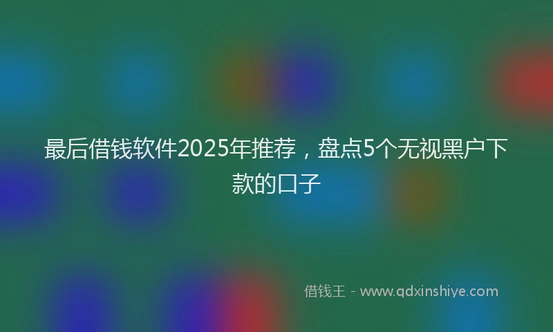 最后借钱软件2025年推荐，盘点5个无视黑户下款的口子