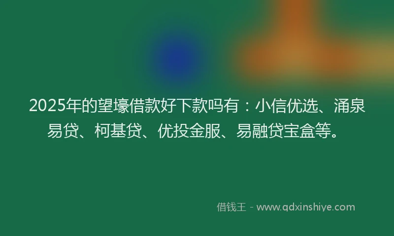 2025年的望壕借款好下款吗有：小信优选、涌泉易贷、柯基贷、优投金服、易融贷宝盒等。