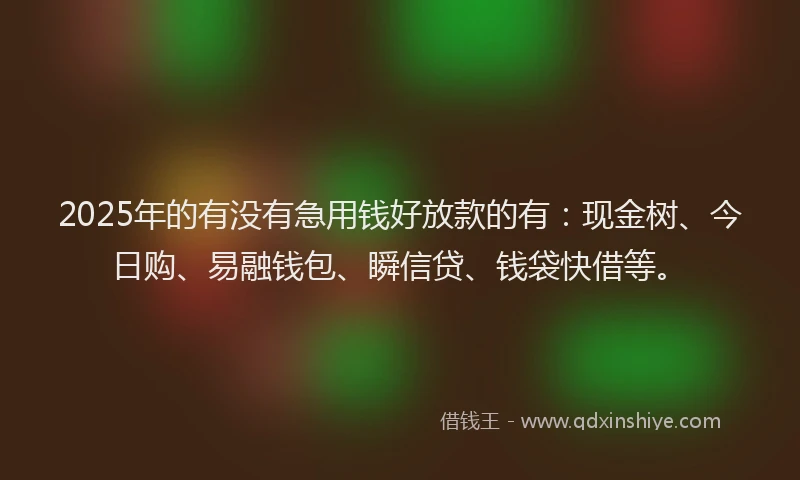 2025年的有没有急用钱好放款的有：现金树、今日购、易融钱包、瞬信贷、钱袋快借等。