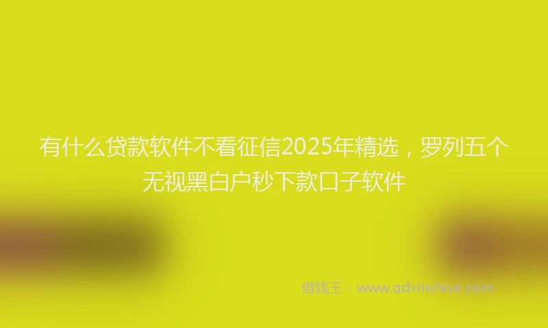 有什么贷款软件不看征信2025年精选，罗列五个无视黑白户秒下款口子软件