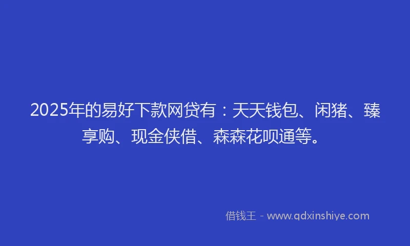 2025年的易好下款网贷有：天天钱包、闲猪、臻享购、现金侠借、森森花呗通等。