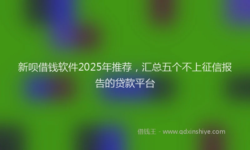 新呗借钱软件2025年推荐，汇总五个不上征信报告的贷款平台