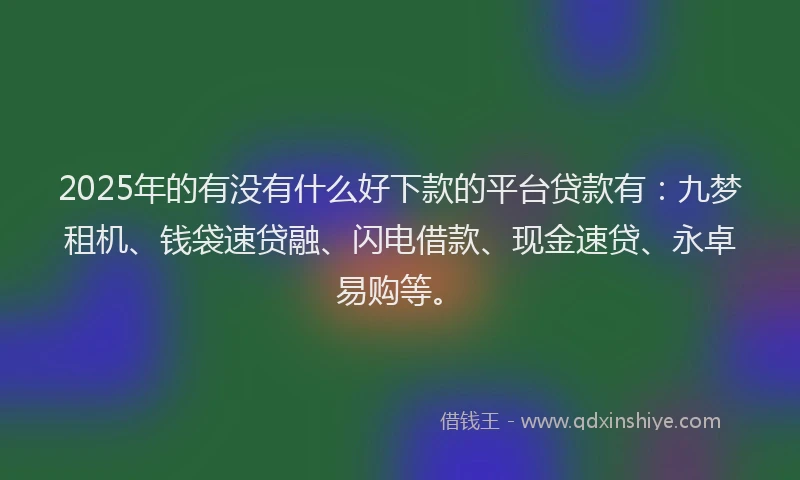 2025年的有没有什么好下款的平台贷款有：九梦租机、钱袋速贷融、闪电借款、现金速贷、永卓易购等。