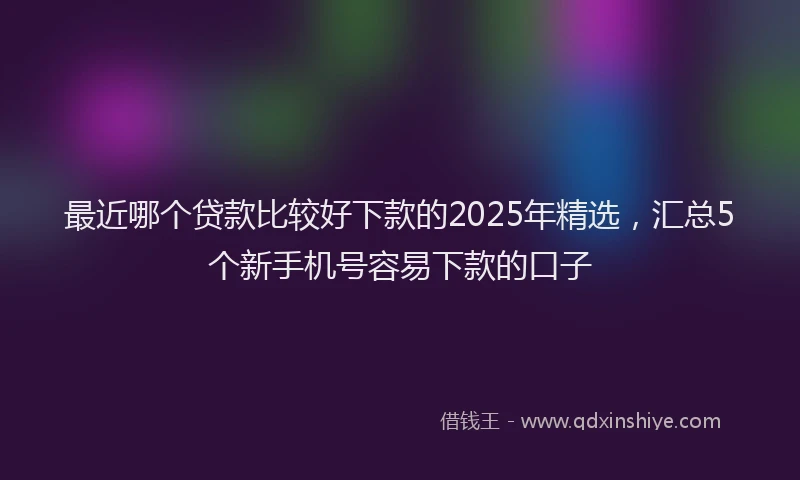 最近哪个贷款比较好下款的2025年精选，汇总5个新手机号容易下款的口子