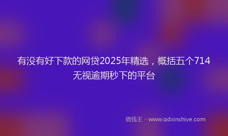 有没有好下款的网贷2025年精选，概括五个714无视逾期秒下的平台