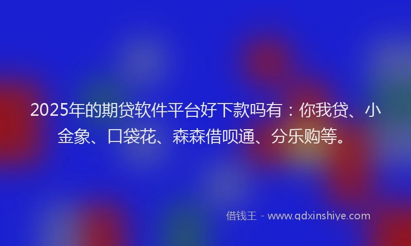 2025年的期贷软件平台好下款吗有：你我贷、小金象、口袋花、森森借呗通、分乐购等。