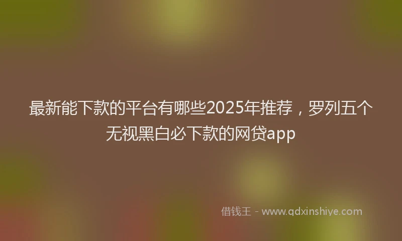 最新能下款的平台有哪些2025年推荐，罗列五个无视黑白必下款的网贷app