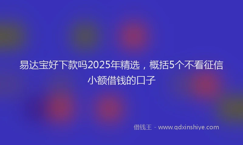 易达宝好下款吗2025年精选，概括5个不看征信小额借钱的口子