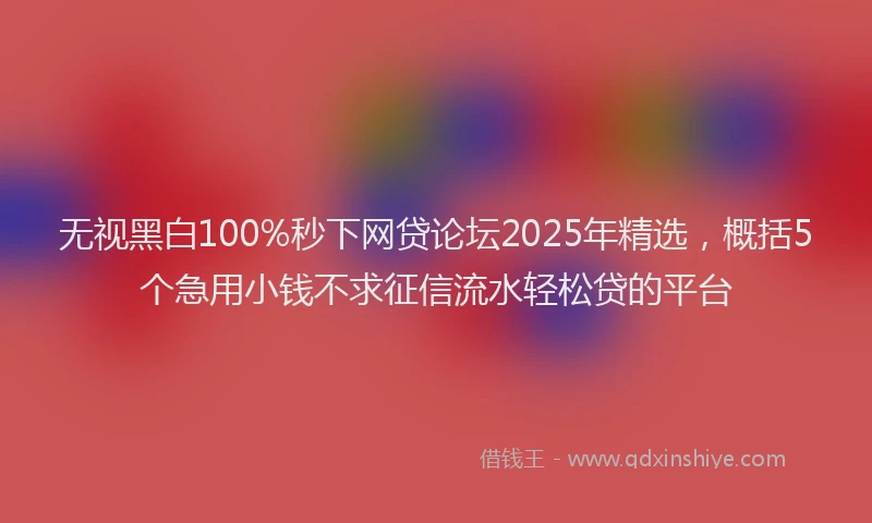 无视黑白100%秒下网贷论坛2025年精选，概括5个急用小钱不求征信流水轻松贷的平台