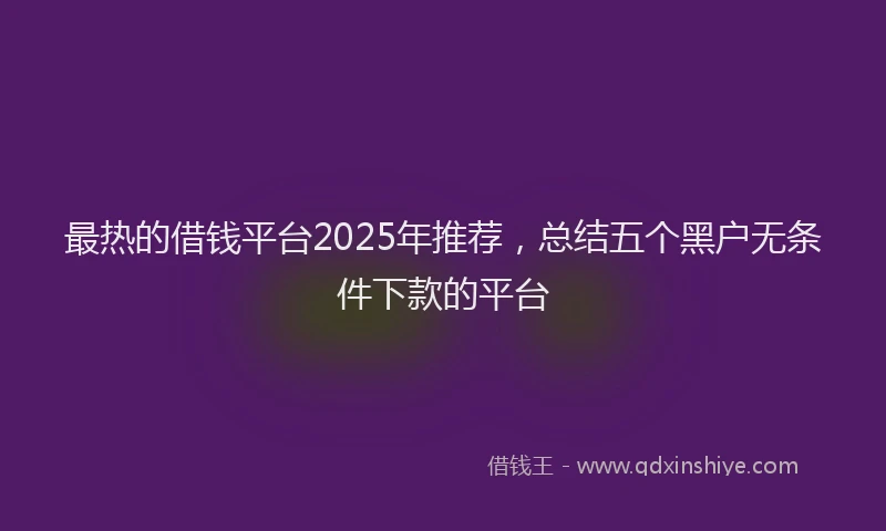 最热的借钱平台2025年推荐，总结五个黑户无条件下款的平台