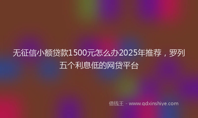 无征信小额贷款1500元怎么办2025年推荐，罗列五个利息低的网贷平台