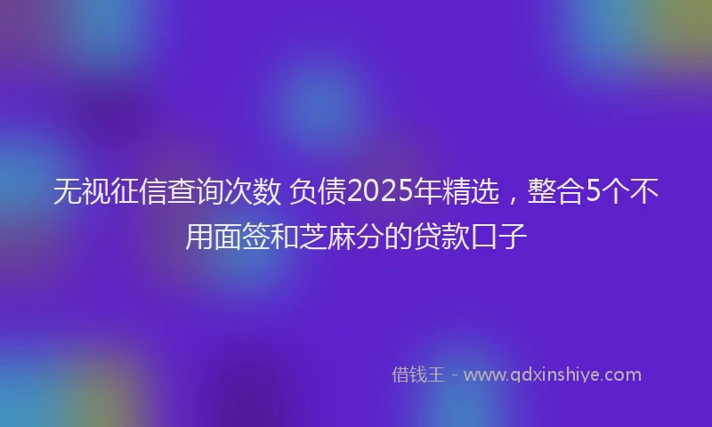 无视征信查询次数 负债2025年精选，整合5个不用面签和芝麻分的贷款口子