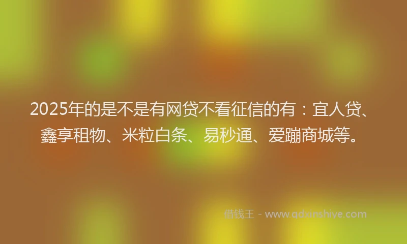 2025年的是不是有网贷不看征信的有：宜人贷、鑫享租物、米粒白条、易秒通、爱蹦商城等。