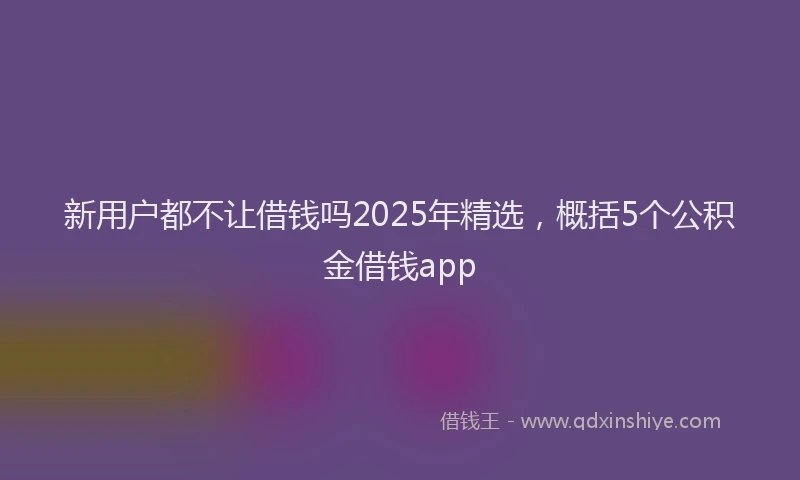 新用户都不让借钱吗2025年精选，概括5个公积金借钱app