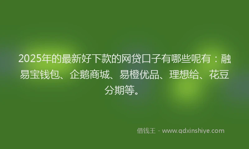 2025年的最新好下款的网贷口子有哪些呢有：融易宝钱包、企鹅商城、易橙优品、理想给、花豆分期等。