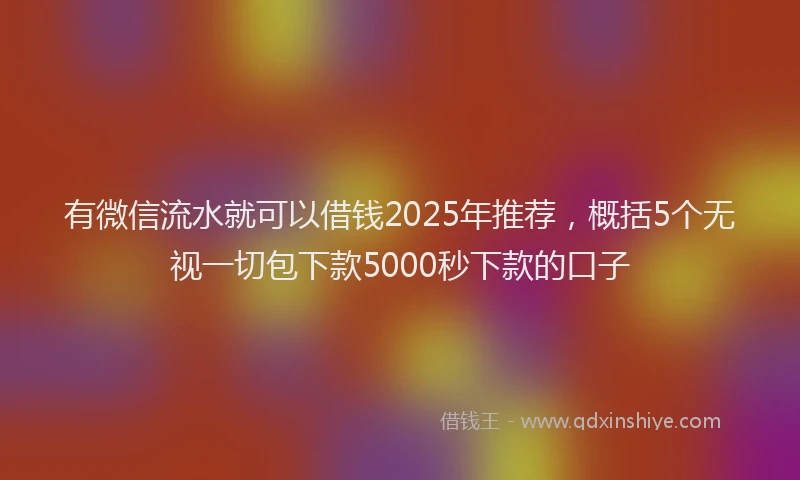 有微信流水就可以借钱2025年推荐，概括5个无视一切包下款5000秒下款的口子