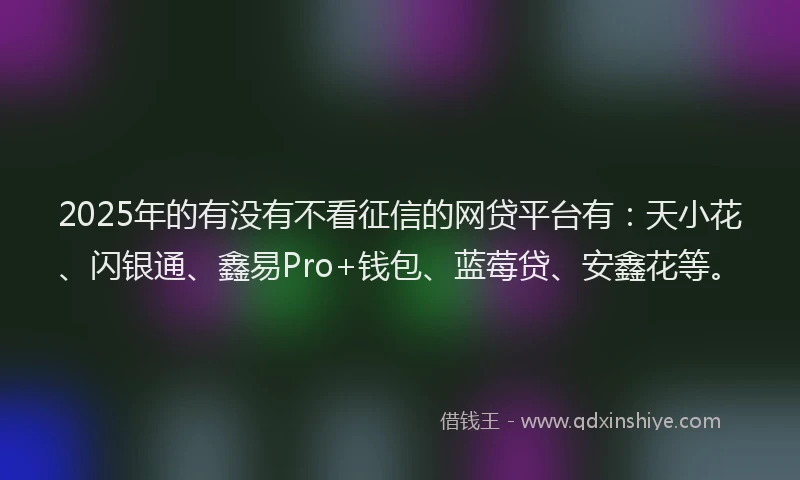2025年的有没有不看征信的网贷平台有：天小花、闪银通、鑫易Pro+钱包、蓝莓贷、安鑫花等。