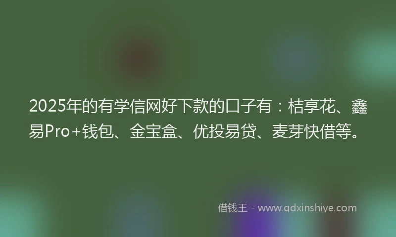 2025年的有学信网好下款的口子有：桔享花、鑫易Pro+钱包、金宝盒、优投易贷、麦芽快借等。