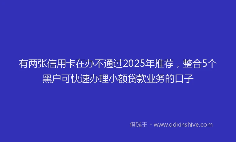 有两张信用卡在办不通过2025年推荐，整合5个黑户可快速办理小额贷款业务的口子