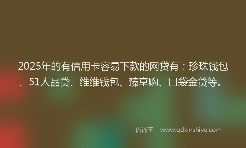 2025年的有信用卡容易下款的网贷有：珍珠钱包、51人品贷、维维钱包、臻享购、口袋金贷等。
