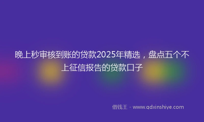 晚上秒审核到账的贷款2025年精选，盘点五个不上征信报告的贷款口子