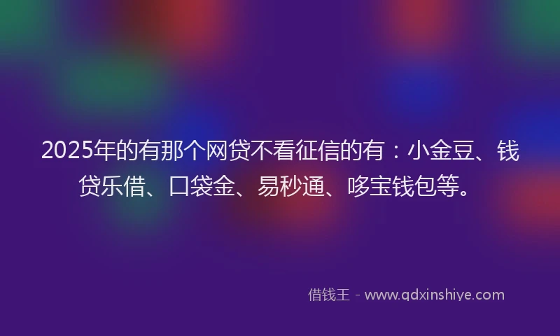2025年的有那个网贷不看征信的有：小金豆、钱贷乐借、口袋金、易秒通、哆宝钱包等。