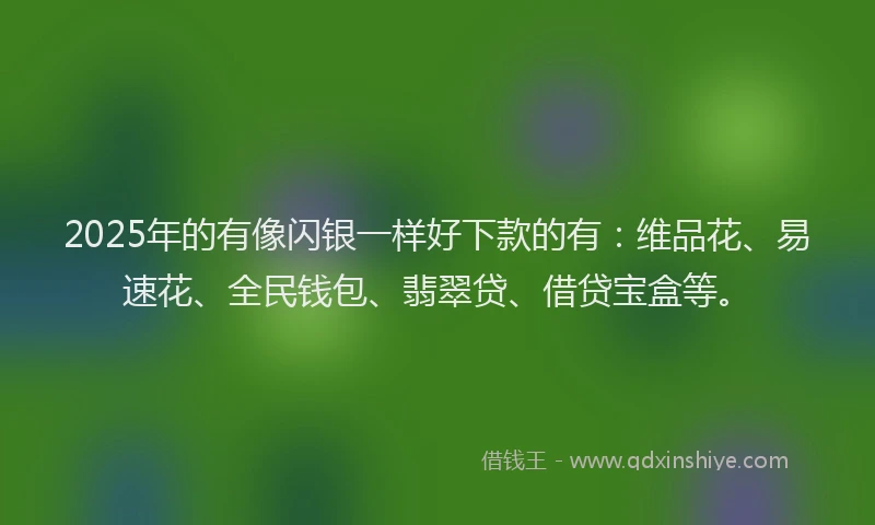 2025年的有像闪银一样好下款的有：维品花、易速花、全民钱包、翡翠贷、借贷宝盒等。