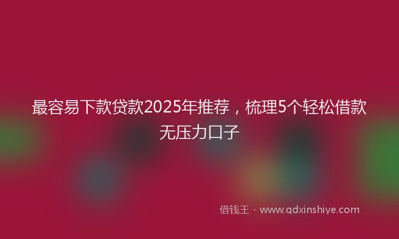 最容易下款贷款2025年推荐，梳理5个轻松借款无压力口子
