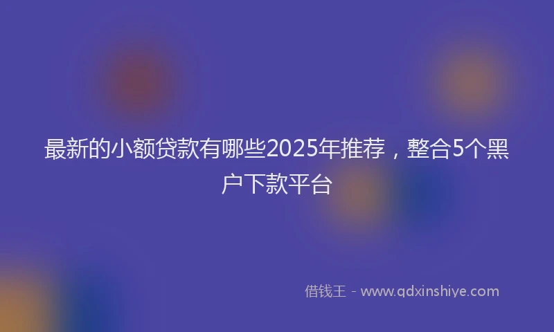 最新的小额贷款有哪些2025年推荐，整合5个黑户下款平台