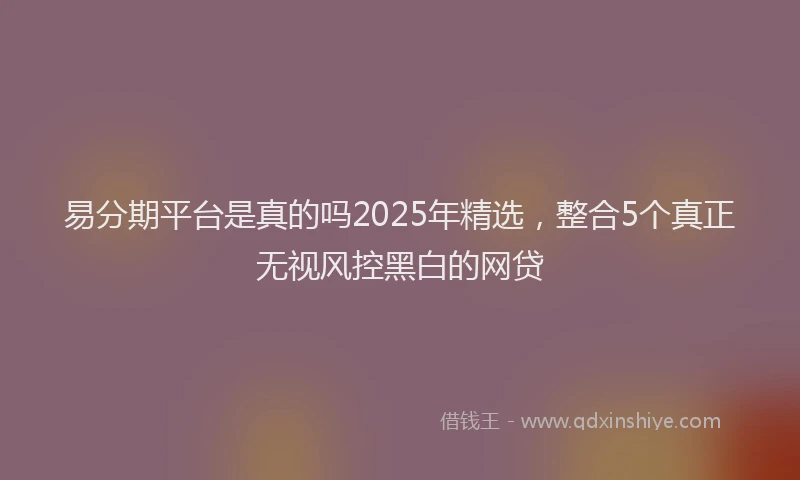 易分期平台是真的吗2025年精选，整合5个真正无视风控黑白的网贷